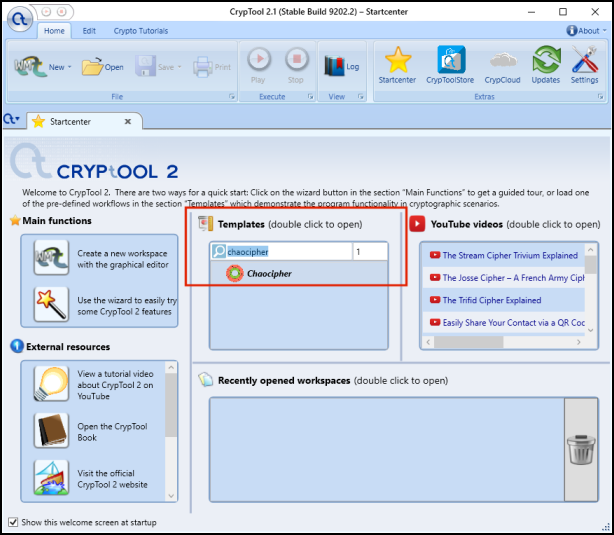 CrypTool 2 opening screen